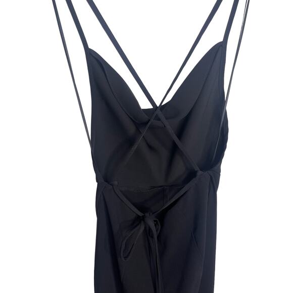 Amanda Uprichard Janet Jumpsuit Overall with Tie Back Black Solid Size XS - Picture 5 of 13